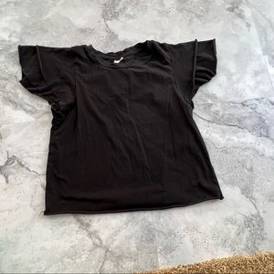 Tresics Black‎ Flutter Sleeve Jersey Crop Top Size Small